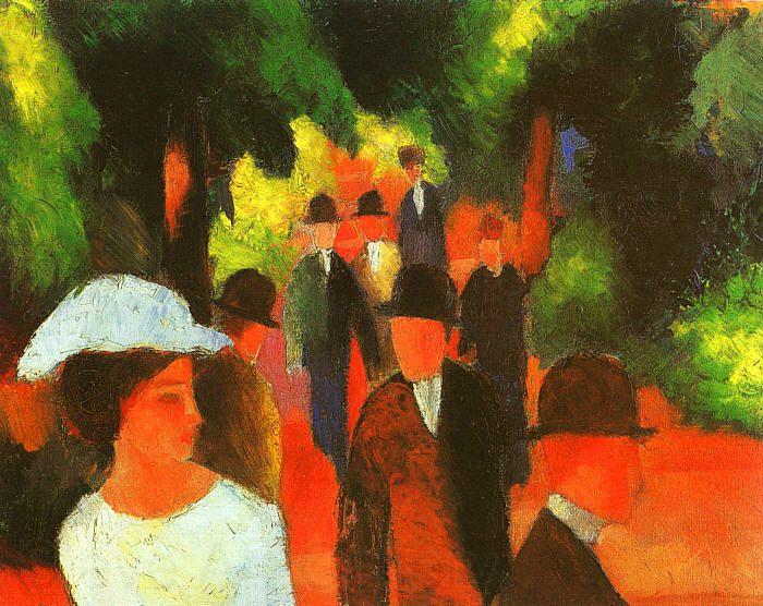 August Macke Promenade with Half Length of Girl in White